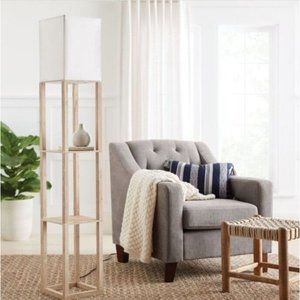 Shelf Floor Lamp Light Alabaster Wood